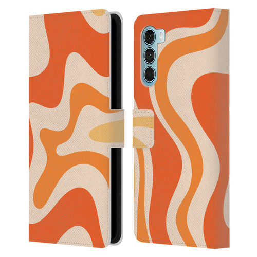 Kierkegaard Design Studio Retro Abstract Patterns Tangerine Orange Tone Leather Book Wallet Case Cover For Motorola Edge S30 / Moto G200 5G