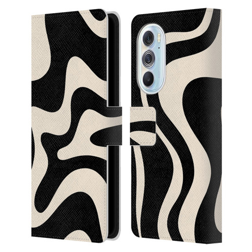 Kierkegaard Design Studio Retro Abstract Patterns Black Almond Cream Swirl Leather Book Wallet Case Cover For Motorola Edge X30