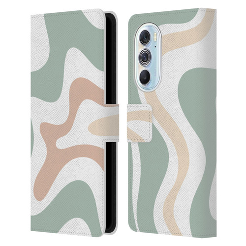 Kierkegaard Design Studio Retro Abstract Patterns Celadon Sage Swirl Leather Book Wallet Case Cover For Motorola Edge X30
