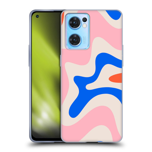 Kierkegaard Design Studio Retro Abstract Patterns Pink Blue Orange Swirl Soft Gel Case for OPPO Reno7 5G / Find X5 Lite