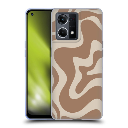 Kierkegaard Design Studio Retro Abstract Patterns Milk Brown Beige Swirl Soft Gel Case for OPPO Reno8 4G