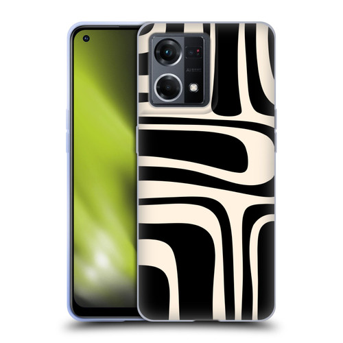 Kierkegaard Design Studio Retro Abstract Patterns Palm Springs Black Cream Soft Gel Case for OPPO Reno8 4G