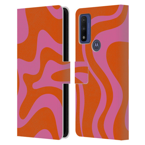 Kierkegaard Design Studio Retro Abstract Patterns Hot Pink Orange Swirl Leather Book Wallet Case Cover For Motorola G Pure