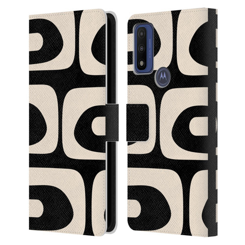 Kierkegaard Design Studio Retro Abstract Patterns Modern Piquet Black Cream Leather Book Wallet Case Cover For Motorola G Pure