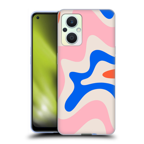 Kierkegaard Design Studio Retro Abstract Patterns Pink Blue Orange Swirl Soft Gel Case for OPPO Reno8 Lite