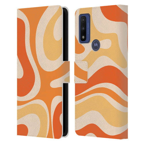 Kierkegaard Design Studio Retro Abstract Patterns Modern Orange Tangerine Swirl Leather Book Wallet Case Cover For Motorola G Pure
