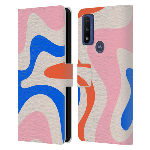 Kierkegaard Design Studio Retro Abstract Patterns Pink Blue Orange Swirl Leather Book Wallet Case Cover For Motorola G Pure