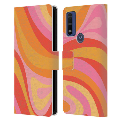 Kierkegaard Design Studio Retro Abstract Patterns Pink Orange Yellow Swirl Leather Book Wallet Case Cover For Motorola G Pure