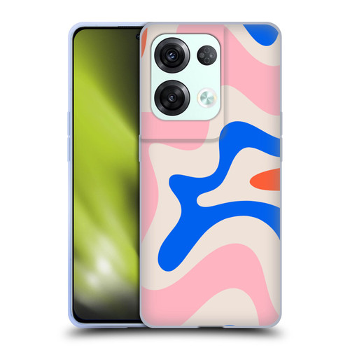 Kierkegaard Design Studio Retro Abstract Patterns Pink Blue Orange Swirl Soft Gel Case for OPPO Reno8 Pro