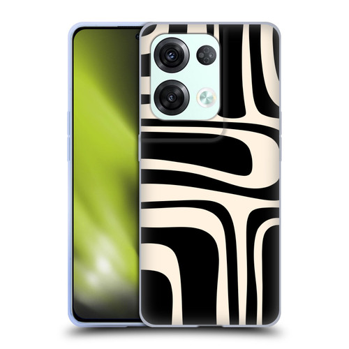 Kierkegaard Design Studio Retro Abstract Patterns Palm Springs Black Cream Soft Gel Case for OPPO Reno8 Pro