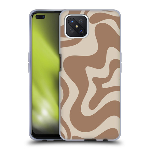 Kierkegaard Design Studio Retro Abstract Patterns Milk Brown Beige Swirl Soft Gel Case for OPPO Reno4 Z 5G