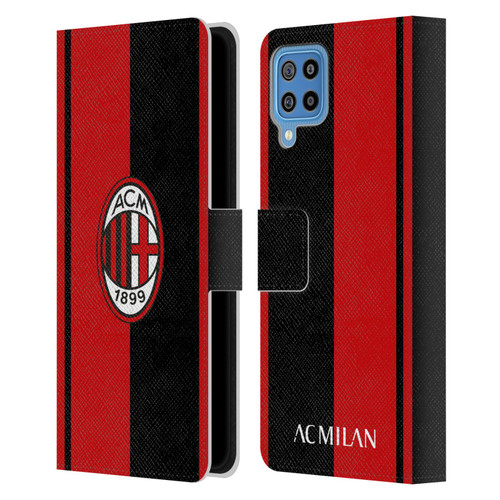 AC Milan Crest Red And Black Leather Book Wallet Case Cover For Samsung Galaxy F22 (2021)