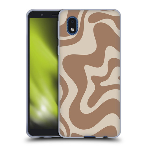 Kierkegaard Design Studio Retro Abstract Patterns Milk Brown Beige Swirl Soft Gel Case for Samsung Galaxy A01 Core (2020)