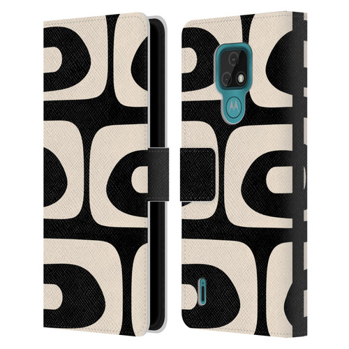 Kierkegaard Design Studio Retro Abstract Patterns Modern Piquet Black Cream Leather Book Wallet Case Cover For Motorola Moto E7
