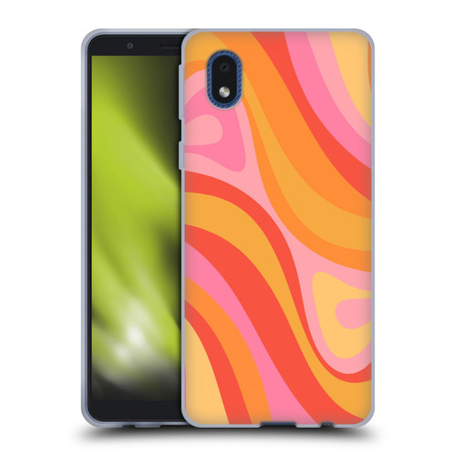 Kierkegaard Design Studio Retro Abstract Patterns Pink Orange Yellow Swirl Soft Gel Case for Samsung Galaxy A01 Core (2020)