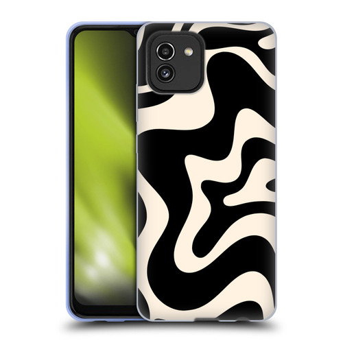 Kierkegaard Design Studio Retro Abstract Patterns Black Almond Cream Swirl Soft Gel Case for Samsung Galaxy A03 (2021)