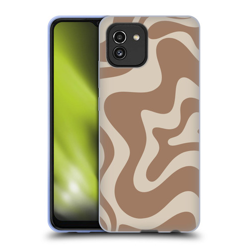 Kierkegaard Design Studio Retro Abstract Patterns Milk Brown Beige Swirl Soft Gel Case for Samsung Galaxy A03 (2021)