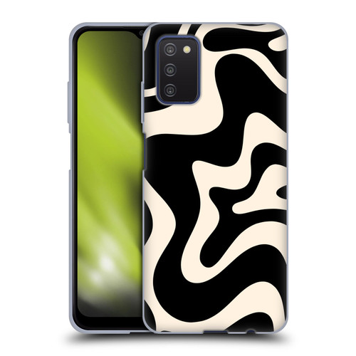 Kierkegaard Design Studio Retro Abstract Patterns Black Almond Cream Swirl Soft Gel Case for Samsung Galaxy A03s (2021)