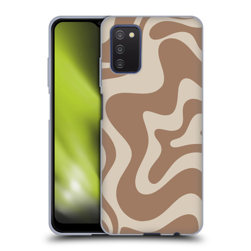 Kierkegaard Design Studio Retro Abstract Patterns Milk Brown Beige Swirl Soft Gel Case for Samsung Galaxy A03s (2021)
