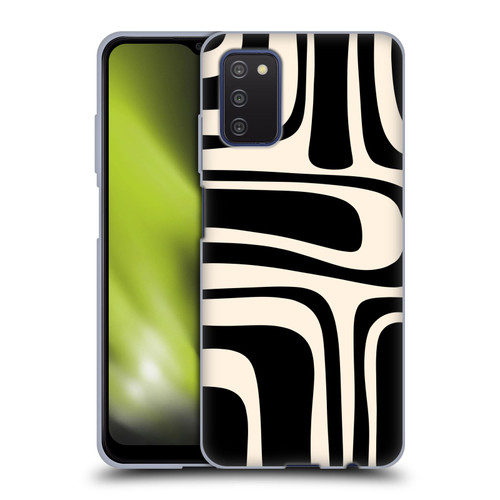 Kierkegaard Design Studio Retro Abstract Patterns Palm Springs Black Cream Soft Gel Case for Samsung Galaxy A03s (2021)