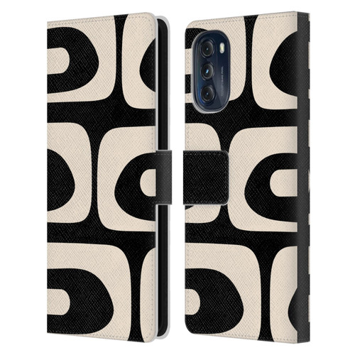 Kierkegaard Design Studio Retro Abstract Patterns Modern Piquet Black Cream Leather Book Wallet Case Cover For Motorola Moto G (2022)