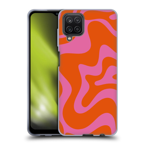 Kierkegaard Design Studio Retro Abstract Patterns Hot Pink Orange Swirl Soft Gel Case for Samsung Galaxy A12 (2020)