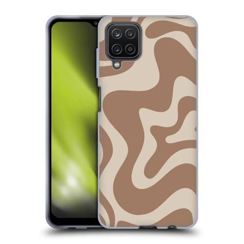Kierkegaard Design Studio Retro Abstract Patterns Milk Brown Beige Swirl Soft Gel Case for Samsung Galaxy A12 (2020)