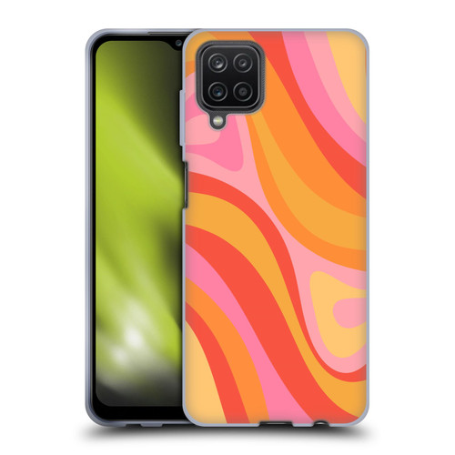 Kierkegaard Design Studio Retro Abstract Patterns Pink Orange Yellow Swirl Soft Gel Case for Samsung Galaxy A12 (2020)