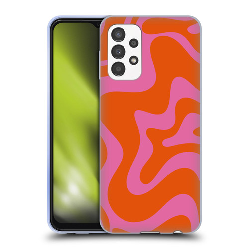 Kierkegaard Design Studio Retro Abstract Patterns Hot Pink Orange Swirl Soft Gel Case for Samsung Galaxy A13 (2022)