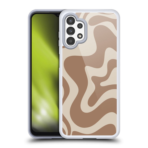 Kierkegaard Design Studio Retro Abstract Patterns Milk Brown Beige Swirl Soft Gel Case for Samsung Galaxy A13 (2022)