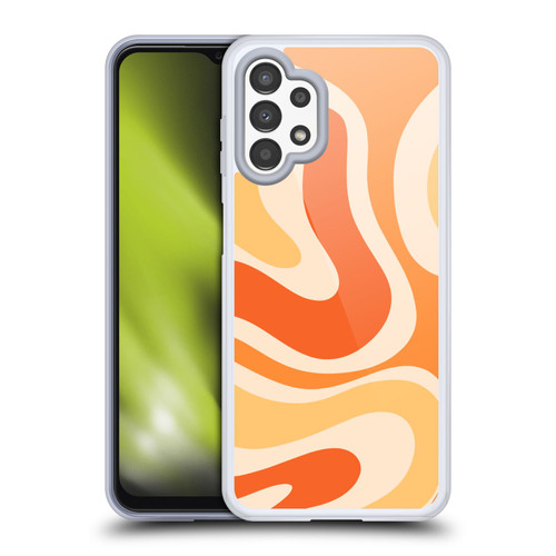 Kierkegaard Design Studio Retro Abstract Patterns Modern Orange Tangerine Swirl Soft Gel Case for Samsung Galaxy A13 (2022)