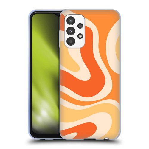 Kierkegaard Design Studio Retro Abstract Patterns Modern Orange Tangerine Swirl Soft Gel Case for Samsung Galaxy A13 (2022)