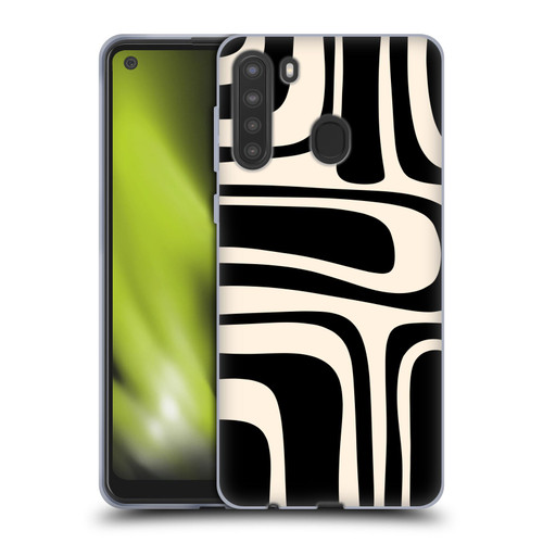 Kierkegaard Design Studio Retro Abstract Patterns Palm Springs Black Cream Soft Gel Case for Samsung Galaxy A21 (2020)