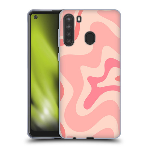 Kierkegaard Design Studio Retro Abstract Patterns Soft Pink Liquid Swirl Soft Gel Case for Samsung Galaxy A21 (2020)