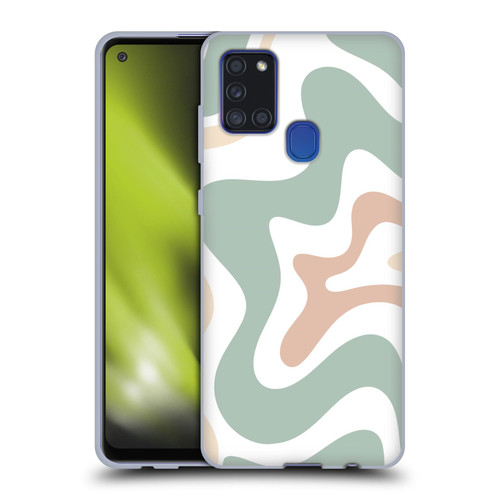 Kierkegaard Design Studio Retro Abstract Patterns Celadon Sage Swirl Soft Gel Case for Samsung Galaxy A21s (2020)