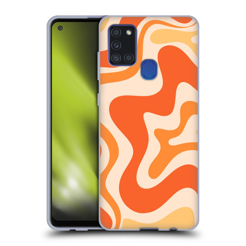Kierkegaard Design Studio Retro Abstract Patterns Tangerine Orange Tone Soft Gel Case for Samsung Galaxy A21s (2020)