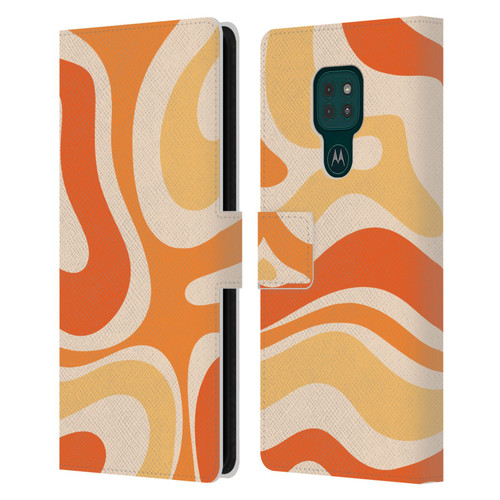 Kierkegaard Design Studio Retro Abstract Patterns Modern Orange Tangerine Swirl Leather Book Wallet Case Cover For Motorola Moto G9 Play