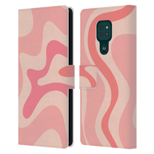 Kierkegaard Design Studio Retro Abstract Patterns Soft Pink Liquid Swirl Leather Book Wallet Case Cover For Motorola Moto G9 Play