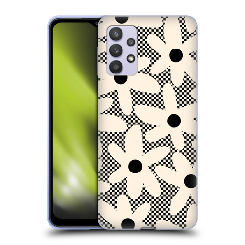 Kierkegaard Design Studio Retro Abstract Patterns Daisy Black Cream Dots Check Soft Gel Case for Samsung Galaxy A32 5G / M32 5G (2021)