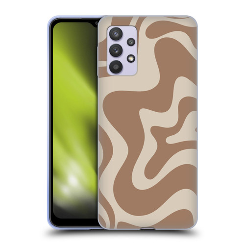 Kierkegaard Design Studio Retro Abstract Patterns Milk Brown Beige Swirl Soft Gel Case for Samsung Galaxy A32 5G / M32 5G (2021)