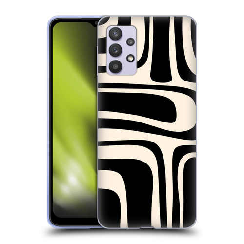 Kierkegaard Design Studio Retro Abstract Patterns Palm Springs Black Cream Soft Gel Case for Samsung Galaxy A32 5G / M32 5G (2021)