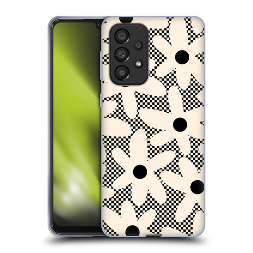 Kierkegaard Design Studio Retro Abstract Patterns Daisy Black Cream Dots Check Soft Gel Case for Samsung Galaxy A33 5G (2022)
