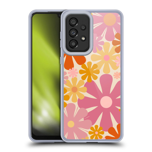 Kierkegaard Design Studio Retro Abstract Patterns Pink Orange Thulian Flowers Soft Gel Case for Samsung Galaxy A33 5G (2022)