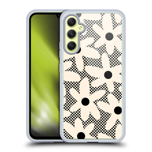 Kierkegaard Design Studio Retro Abstract Patterns Daisy Black Cream Dots Check Soft Gel Case for Samsung Galaxy A34 5G