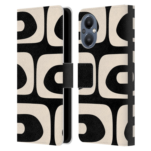 Kierkegaard Design Studio Retro Abstract Patterns Modern Piquet Black Cream Leather Book Wallet Case Cover For OnePlus Nord N20 5G