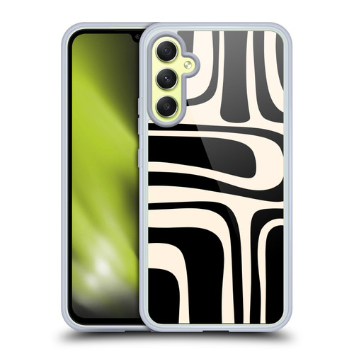 Kierkegaard Design Studio Retro Abstract Patterns Palm Springs Black Cream Soft Gel Case for Samsung Galaxy A34 5G