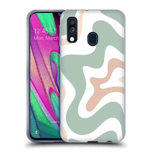 Kierkegaard Design Studio Retro Abstract Patterns Celadon Sage Swirl Soft Gel Case for Samsung Galaxy A40 (2019)