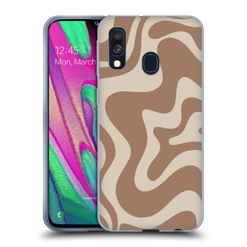 Kierkegaard Design Studio Retro Abstract Patterns Milk Brown Beige Swirl Soft Gel Case for Samsung Galaxy A40 (2019)
