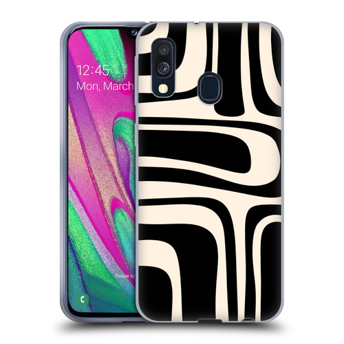 Kierkegaard Design Studio Retro Abstract Patterns Palm Springs Black Cream Soft Gel Case for Samsung Galaxy A40 (2019)