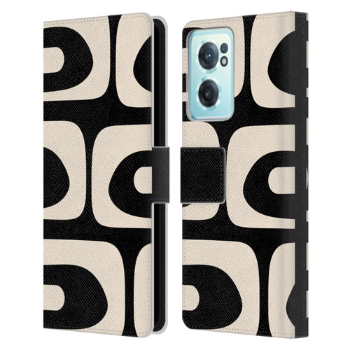 Kierkegaard Design Studio Retro Abstract Patterns Modern Piquet Black Cream Leather Book Wallet Case Cover For OnePlus Nord CE 2 5G